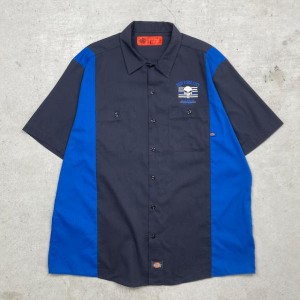 Dickies ディッキーズ 半袖 ツートンワークシャツ 企業ロゴ刺繍 メンズ2XL相当