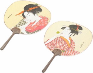 ＜歌麿＞筆　ポッピン　大型団扇 片面〈箱入〉２８ｃｍ【京うちわ】【団扇】【うちわ】踊りうちわ　都うちわ　扇うちわ