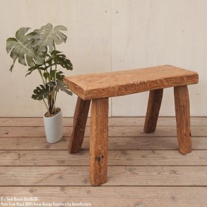 スツール 53cm 木製 ベンチ オールドチーク 木 総無垢材 一枚板 飾り台 花台 アジアン家具 木製いす 天然木 イス 椅子