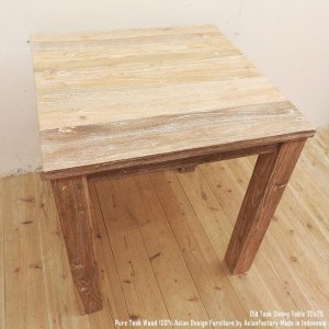 ダイニングテーブル 木製 スクエア 70cm×70cm ホワイトウォッシュ オールドチーク 無垢材
