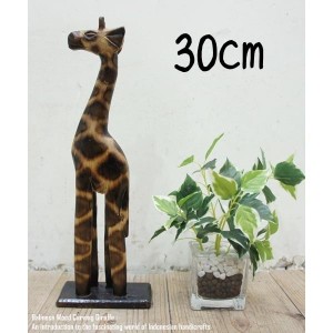 キリンのオブジェ NA 30cm きりんさん 木彫りの置物 動物インテリア バリ雑貨 木製オブジェ アジアン雑貨