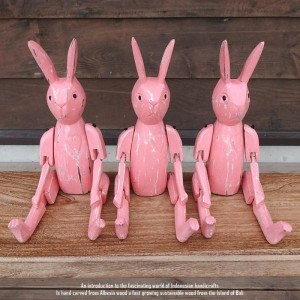 お座り うさぎさん Lサイズ ウェルカム人形 兎 ウサギ 木製 木彫りの置物 動物インテリア バリ雑貨 アジアン雑貨 動物置物 木製オブジェ
