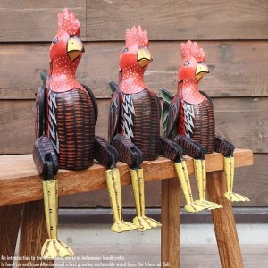 お座り ニワトリさん Lサイズ ウェルカム人形 鶏 にわとり 鳥 木製 木彫りの置物 動物インテリア 動物置物 木製オブジェ