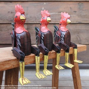 お座り ニワトリさん Mサイズ ウェルカム人形 鶏 にわとり 鳥 木製 木彫りの置物 動物インテリア バリ雑貨 アジアン雑貨
