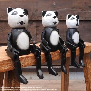 お座り パンダさん Sサイズ ウェルカム人形 木製 木彫りの置物 動物インテリア アジアン雑貨 動物置物 木製オブジェ