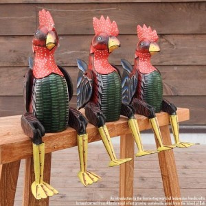 お座り ニワトリさん [2] Lサイズ ウェルカム人形 鶏 鳥 木製 木彫りの置物 動物インテリア 動物置物 木製オブジェ 動物置物