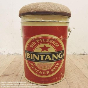 ペール缶 クッションスツール Bintang ビンタンビール 収納付き椅子 ペール缶スツール オイル缶 ペンキ缶 スチール腰掛 アメリカン雑貨