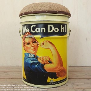 ペール缶 クッションスツール [We Can Do It] 収納付き椅子 ペール缶スツール ペンキ缶 ゴミ箱 スチール腰掛