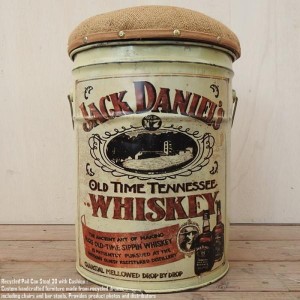 ペール缶 クッションスツール Jack Daniels [ジャックダニエル] ホワイト 収納付き椅子 ペール缶スツール ペンキ缶 スチール腰掛