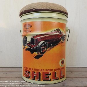 ペール缶 クッションスツール Shell [シェル] 収納付き椅子 ペール缶スツール ペンキ缶 ゴミ箱 スチール腰掛 アメリカ雑貨
