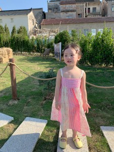 子供服 キッズ 女の子 キャミワンピース  パッチワーク柄 フレアスカート おしゃれ かわいい おでかけ 夏 人気 韓国