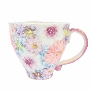 工房 ゆずりは 色彩花 マグ 瀬戸焼 和食器 食器 コーヒーカップ 手描き 花柄 プレゼント 贈り物 母の日