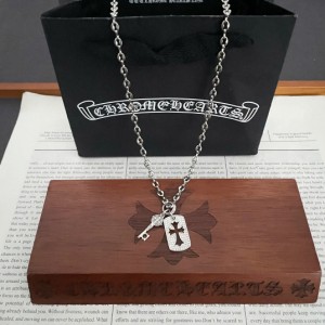 クロムハーツChrome Hearts クラシックヴィンテージ ジグザグネックレス キー クロス ペンダント ダイヤモンド