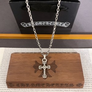 Chrome Hearts クロムハーツクラシックヴィンテージクロスボールレターネックレスクロスフレームペンダント