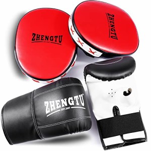 ZHENGTU ボクシング グローブ ミット セット 付き フリーサイズ パンチンググローブ 大人 男性 女性 ボクシング グローブ セット
