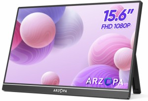 ARZOPA モバイルモニター 15.6インチ ポータブルモニター モバイルディスプレイ スイッチ用モニター 自立型ゲームモニター 非光沢IPS