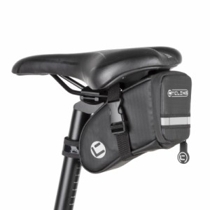 サドルバッグ ストラップ式 自転車用 コンパクト 0.8L 耐水性 撥水機能付き 反射材付き テールライトハンガー付き 取り付け簡単 自転車バ