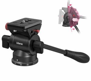 Ulanzi フルード ビデオ雲台 小型カメラ雲台 流体ビデオヘッド 360°回転可能 クイックリリースプレート アルミ合金製 1/4と3/8ネ
