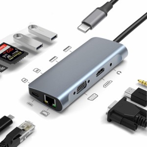 Chayoo USB Cハブ 9-IN-12023高機能版Type C ハブ ドッキングステーション トリプルディスプレイ 4K HDMI出力ポ
