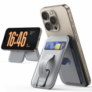 MagSafe対応 スマホスタンド 卓上 カード ケース Lamicall : 3枚収納 ウォレット ケース マグセーフ 財布 スタンド 携帯