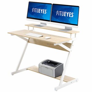 FITUEYES パソコンデスク PCデスク 学習机 卓上ラック付き 幅100cm×奥行60cm×高84cm オーク CD310003WW