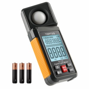 TopTes 照度計 TS-710 デジタル ルクス計 180度回転センサー搭載、最大200000ルクス測定可、操作簡単、照度、温度、湿度の3つ