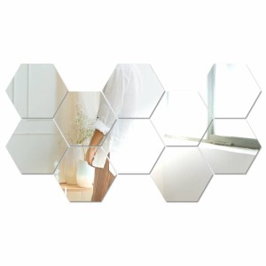 Wayocfei 壁掛けミラー 3D六角形 壁 貼り付け インテリア 姿見 全身鏡 DIY 反射板 全身鏡 自由組合 取り付け簡単 小型 壁鏡