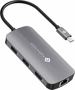 NOVOO 7-in-1 4K@60Hz HDMI USB C 3.0 ハブ Type-C アダプター 4K@60Hz HDMI / 3*USB