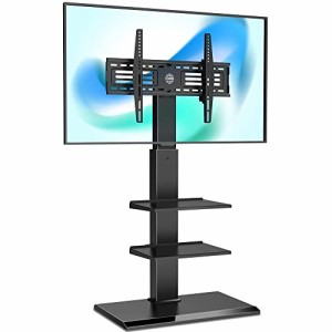 FITUEYES テレビ台 壁寄せテレビスタンド 32-75インチテレビに対応 高さ角度調節可能 耐荷重40kg 中段棚二枚付 鉄製 ブラック