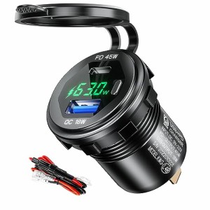 chuqisheji バイク用 チャージャー USB車載充電器 カーパワーソケット カーチャージャー 45W 急速充電 USB Type-C P