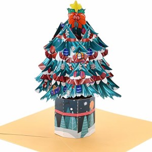 Kesote クリスマスカード 立体 大きいサイズ ポップアップカード 3D グリーティングカード お祝いカード メッセージカード ツリー型 お