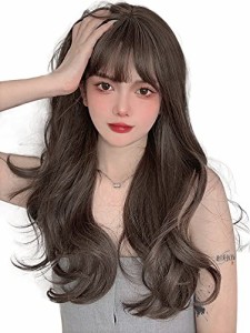 ウィッグ ロング 巻き髪 カール ウェーブ かつら フルウィッグ ギャル 自然 セミロング 女性 ぱっつん 小顔  耐熱 wig 原宿系 ファッ