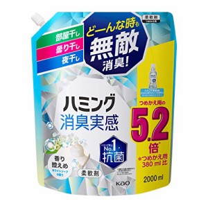 大容量ハミング消臭実感 柔軟剤 部屋干し/曇り干し/夜干しどーんな時も無敵消臭 香り控えめホワイトソープの香り つめかえ用2000ml