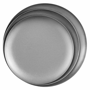 yETO レトロなお皿 3枚セット ステンレス製 和食皿 直径18/20/22cm デザートプレート カレー皿 ランチプレート ラウンド フルー