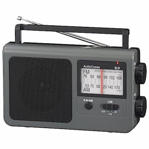 オームOHM オーム電機AudioComm ラジオ ポータブルラジオ 低音強調 大きめ選局表示 スピーカー付き モノラル 外部音声入力 イヤホン