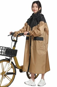 TONGMO レインコート メンズ レディース 自転車 軽量 快適 原付用 ロング丈のおしゃれなレインウェア リュックにも対応 防水  L