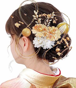 JZOON 髪飾り 成人式 水引 金箔 銀箔 組紐  ロープ ゴールド シルバー ヘアアクセサリー 前撮り 振袖 卒業式 結婚式 和装 袴 着物