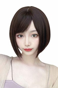 FESHFEN ウィッグ ショート ボブ サイドバング 斜めバング レディース 普段使い ナチュラル 女性用 女装 フルウィッグ 自然 かつら