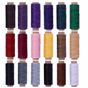 RMTIME 蝋引き糸 ロウ引き糸 ワックスコード レザークラフト 糸 ろう引き糸 蝋引き紐 カラフル 18色セット 各50m 手縫い 編み用糸