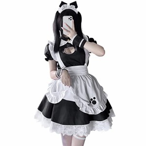 RPFLQ メイド服 猫 M コスプレ ハロウィン 仮装 レディース セクシー エプロン カチューシャ 衣装 可愛い 大人用 ワンピース ス