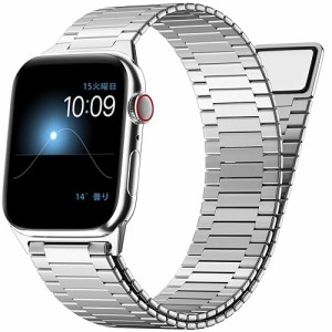 アップルウォッチ バンド ステンレス製 磁石 長さ無段階調整 工具不要 通気性 iWatchベルト 38mm 40mm 41mm