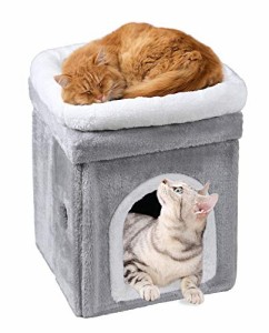 キャットハウス クッション 多頭用 ペット用ソファー 2階 猫ベッド ボックスハウス 寝床 ペットベッド ソフトケージ 冬用 暖かい ぐっす