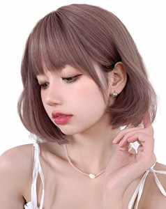 ウィッグ ボブ ショート フルウィッグ かつら レディーズ ストレート 自然 耐熱 小顔効果 wig 女装 原宿 日常 ネット/櫛付き ピンクア