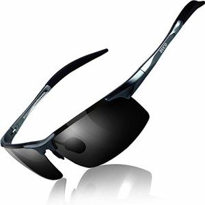 DUCO サングラス メンズ 偏光 スポーツサングラス UV400 へんこう さんぐらす ブラック AL-MG合金 超軽量 sunglasses