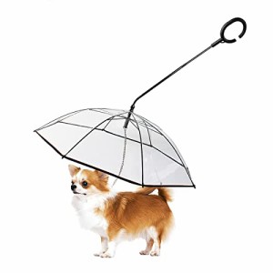 Lesypet 犬用傘 ペット雨具 C型手元 梅雨対策 散歩用透明傘 折り畳み式リード傘 小型犬中型犬に適用