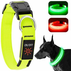 KOSKILL LED光る首輪 犬用 散歩 夜 ライト USB充電式 小型犬 中型犬 大型犬 安全性 サイズ調整可能 視認距離500m M