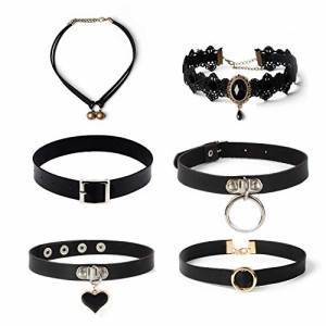 KUUQA 6点セット チョーカー choker ゴシック メンズ レディース兼用 ネックレス 鈴のチョーカー