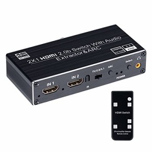 BLUPOW 4K60Hz・HDR対応 HDMI切替器 2入力1出力+音声分離同軸・光デジタル・R/L・3.5mm音声出力搭載セレクター オーデ