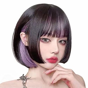 ウィッグ ボブ 黒髪 ショート フルウィッグ 姫カッ トセミロング ストレート フルウィッグ 女性 かつら 自然 ミディアム ボブウイッグ コ