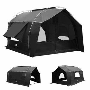 GOGlamping トンネルテント 自立式カヌー 1/2人用テント ツールーム アルミポール付属 メッシュ付き前後ドア 片側ドア取り外し可能